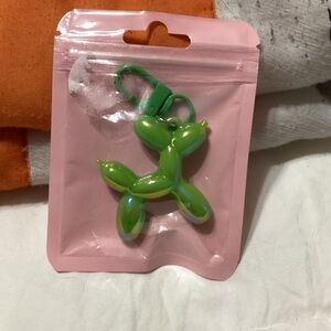 Balloon wiener dog key chain. Green iridescent. New in package